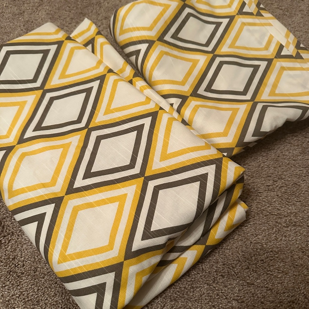 Geometric Mustard Yellow and Gray Curtains